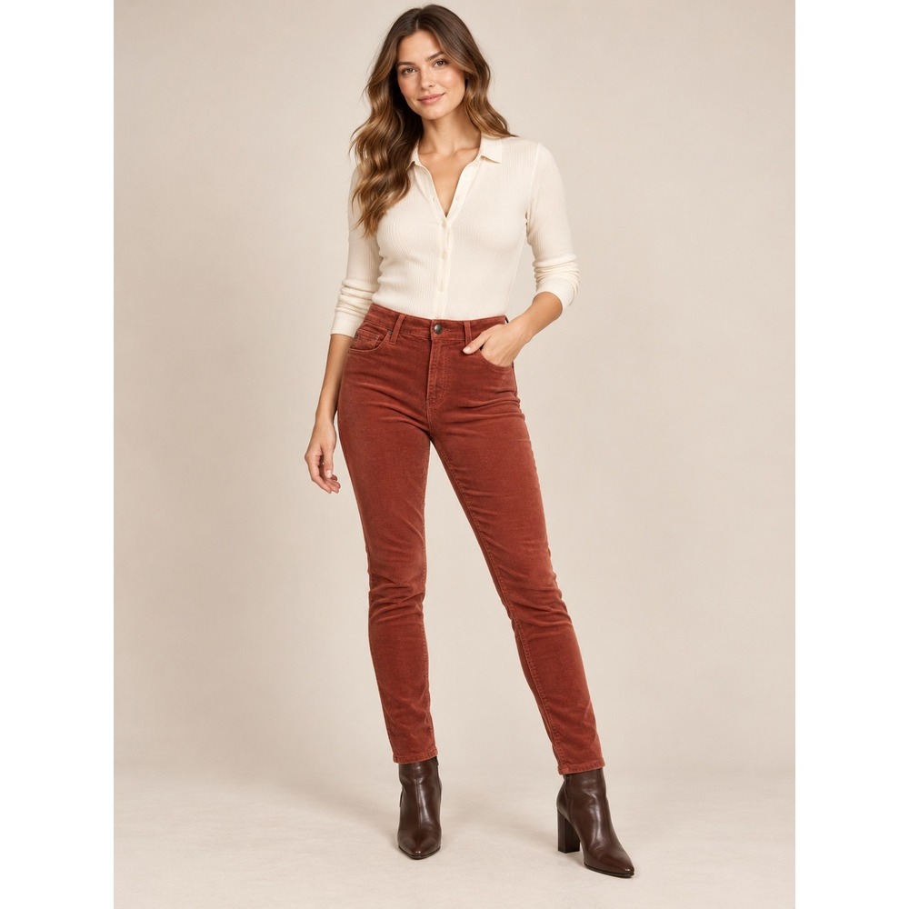 AG Adriano Goldschmied Farrah High Rise Skinny Corduroy Pants Burgundy Wine 27